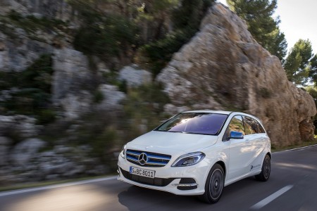 Pressefahrveranstaltung Mercedes Benz, B-Klasse,  Mallorca Oktober 2014, Electric Drive, Cirrus Weiss, Leder ARTICO* schwarzPressdrive Mercedes Benz; B-Class,  Mallorca October 2014, Electric Drive, Cirrus White, interior ARTICO*/black